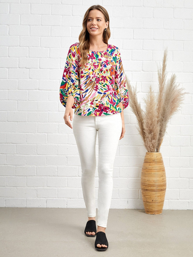 EMERY ROSE Blusa con estampado de manga farol