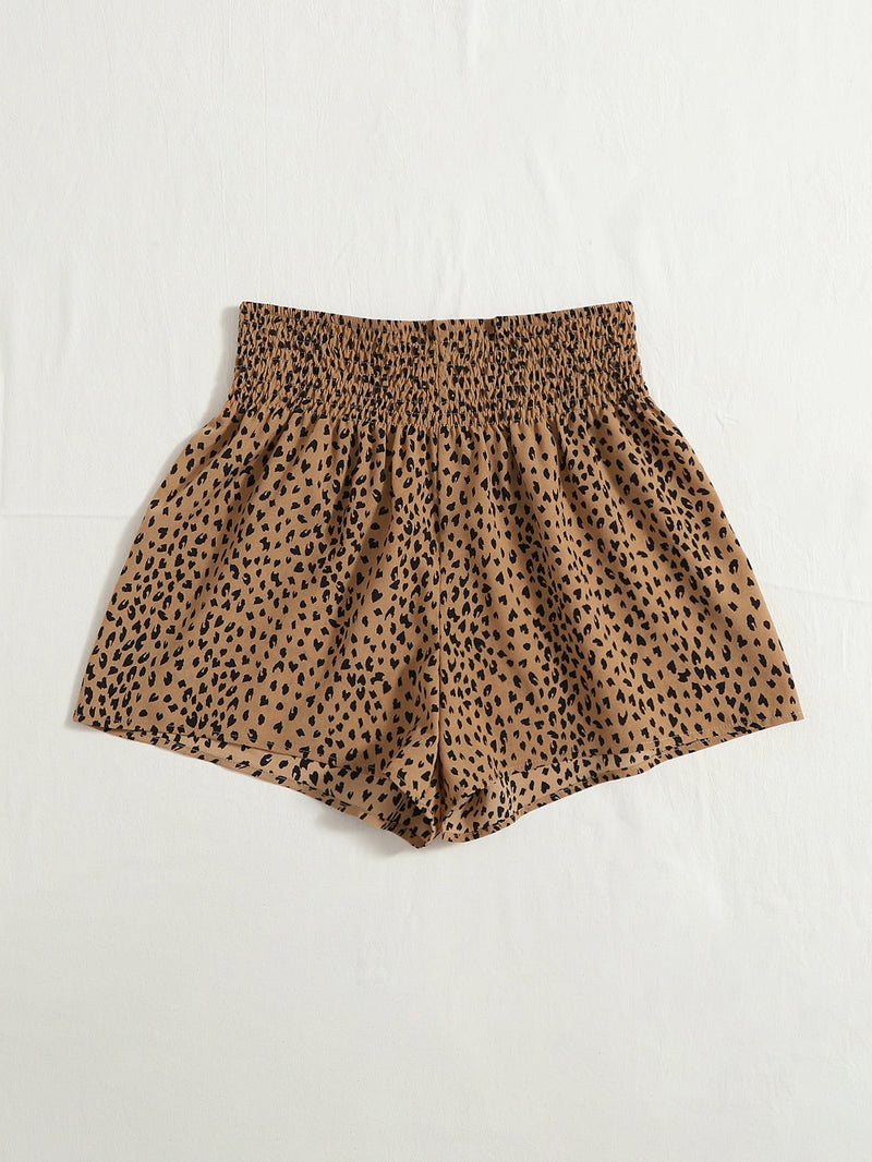 VCAY Shorts con estampado de cintura fruncido