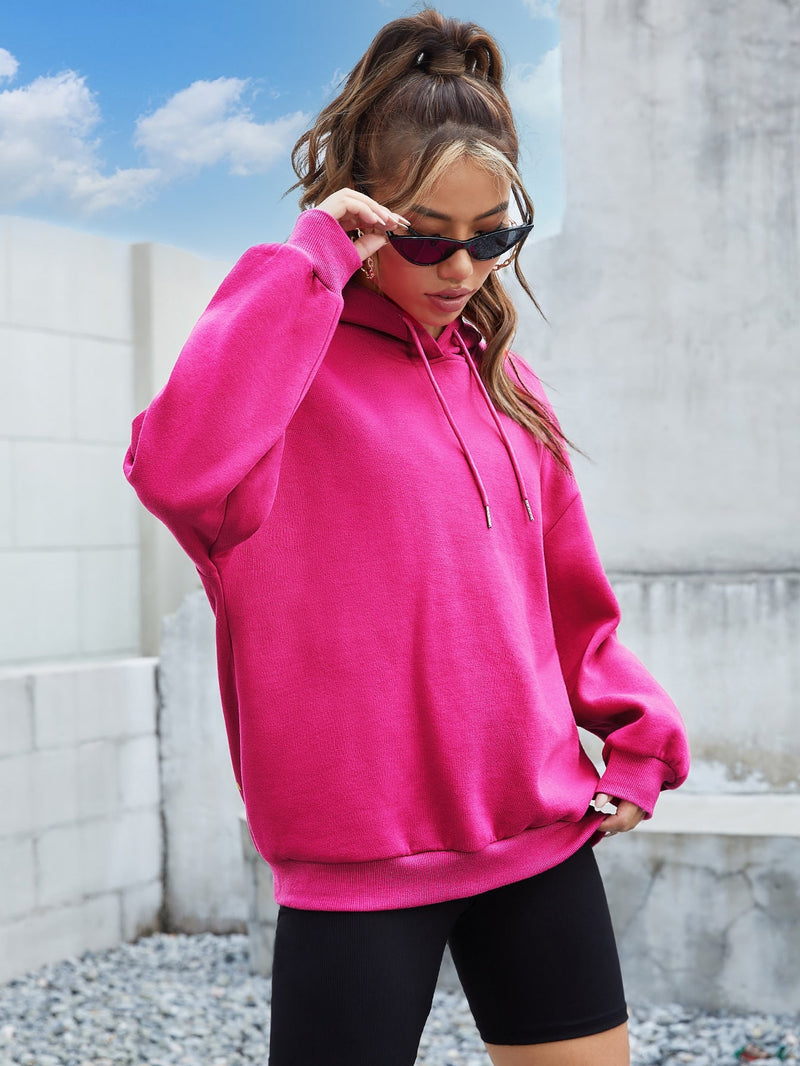 Ezwear sudadera con capucha casual de hombros caidos para mujer con estampado de eslogan, otono/invierno