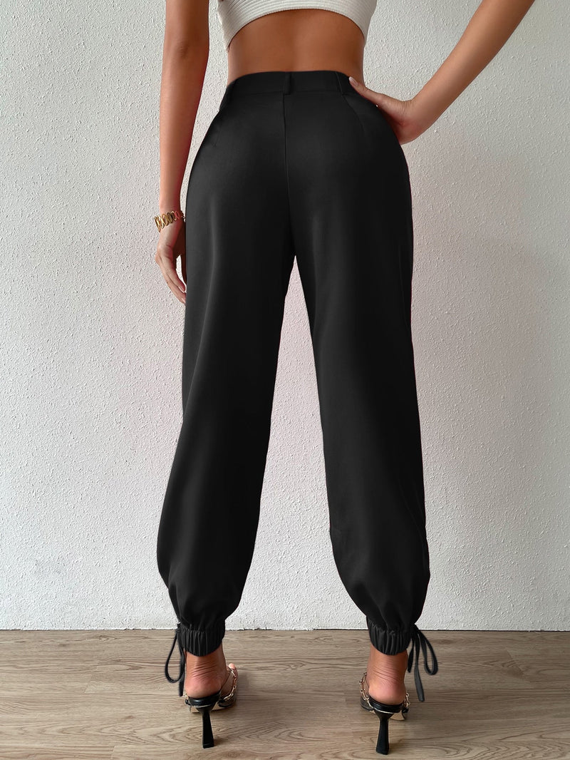 Prive pantalones conicos de talle alto bajo con cordon