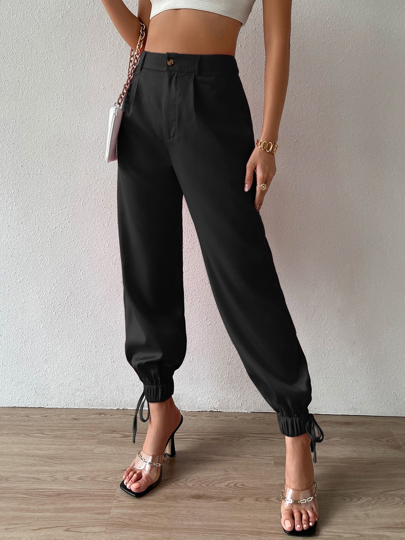 Prive pantalones conicos de talle alto bajo con cordon