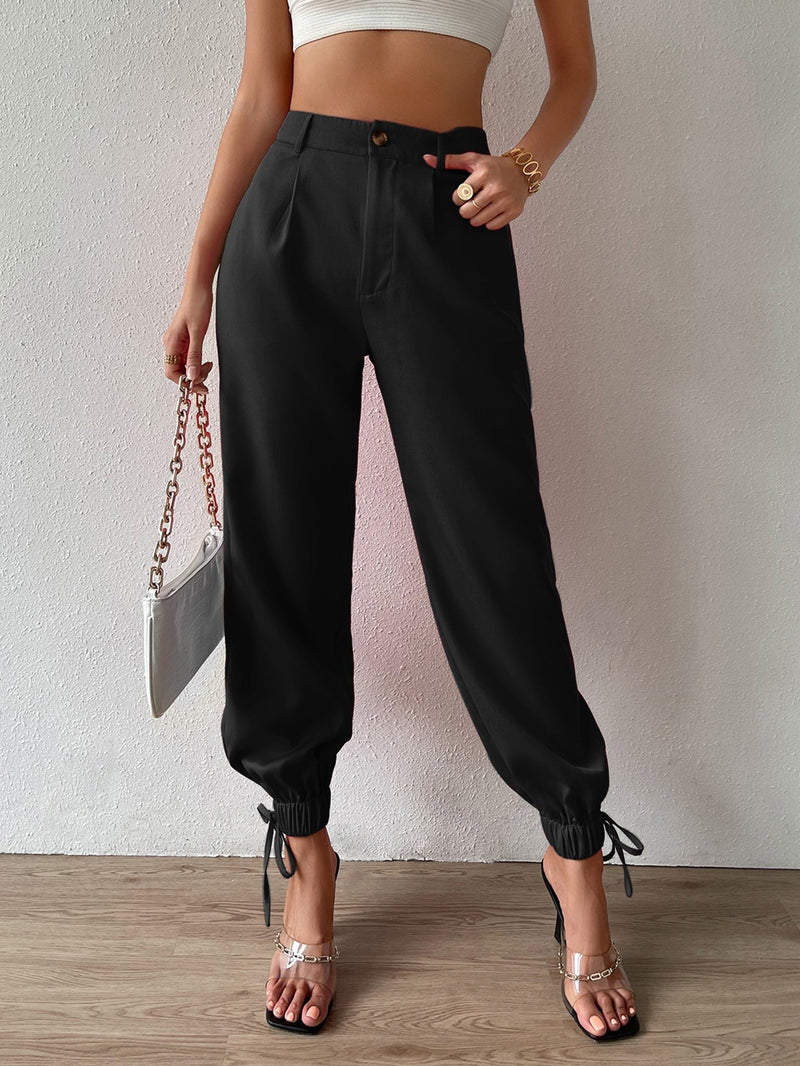 Prive pantalones conicos de talle alto bajo con cordon