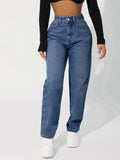 Jeans de ajuste mom de talle alto con cremallera