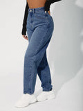 Jeans de ajuste mom de talle alto con cremallera