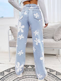 Jeans de pierna recta con estampado floral