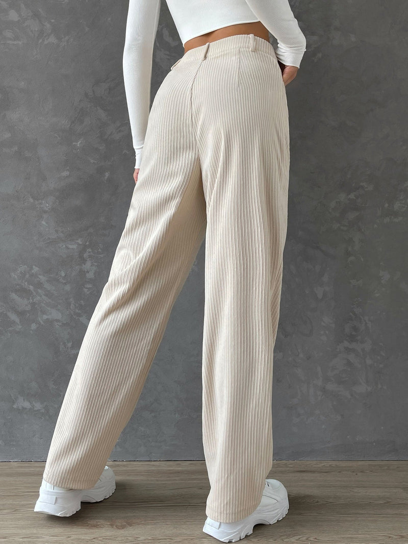 EZwear Pantalones de talle alto de pana