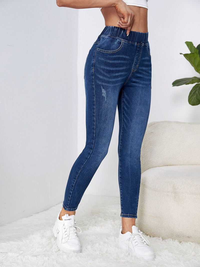 Essnce Jeans ajustados de cintura elastica