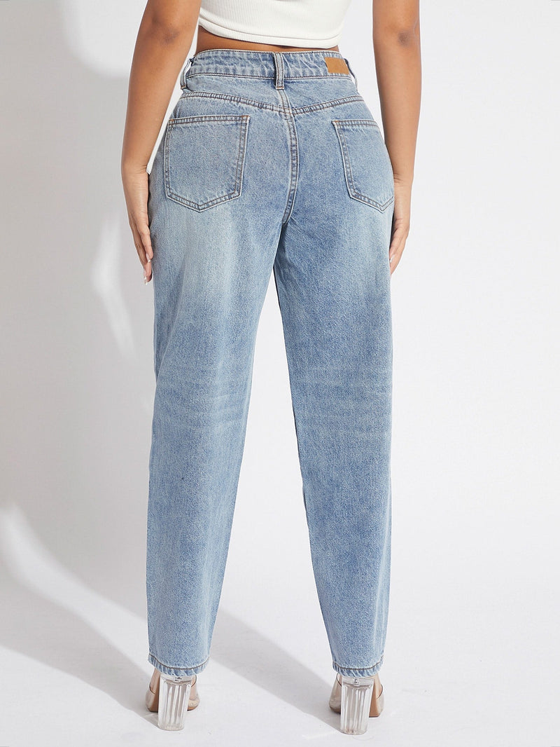 SXY Jeans de ajuste mom cintura escalonada