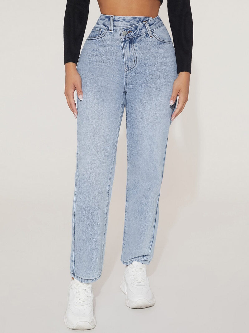 PETITE Jeans de pierna recta escalonado cintura