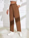 Ezwear pantalones de talle alto con bolsillo oblicuo de pana