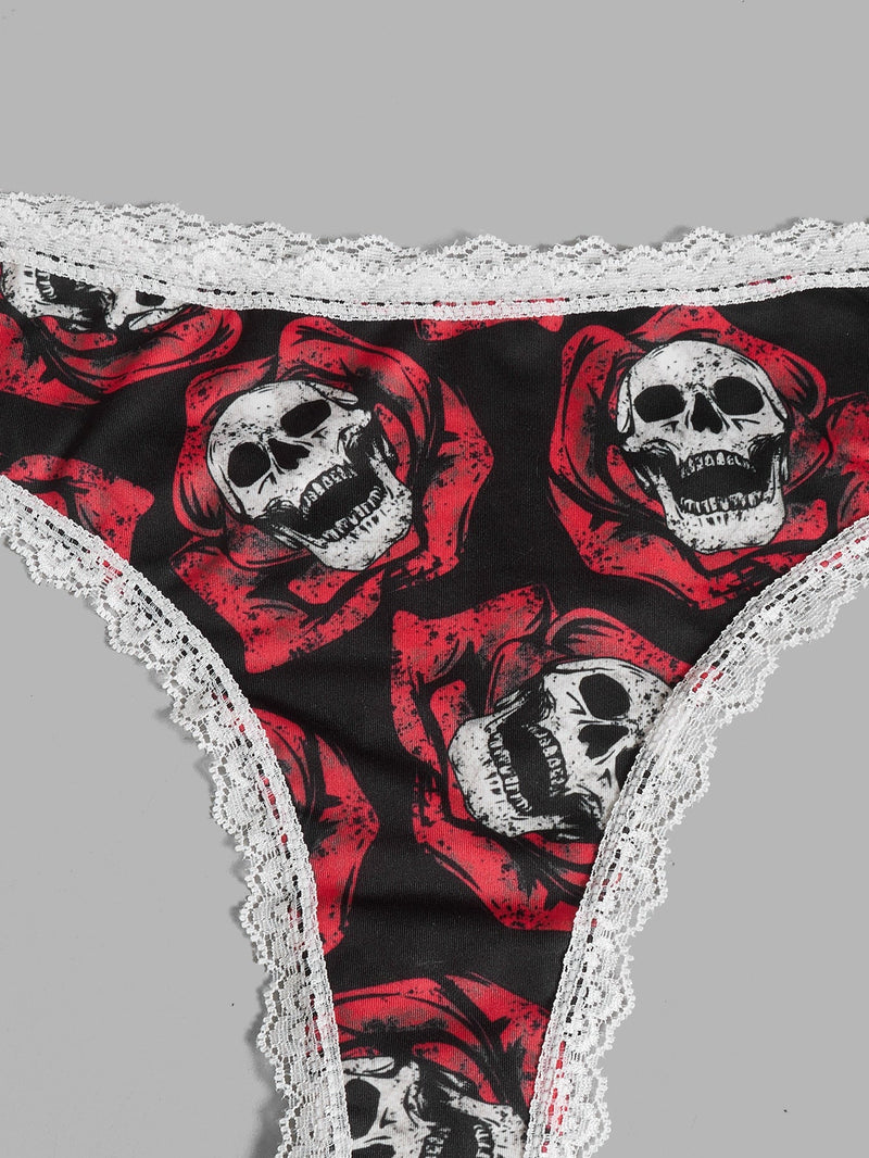 ROMWE Goth 3 piezas Set bragas estampado de craneo