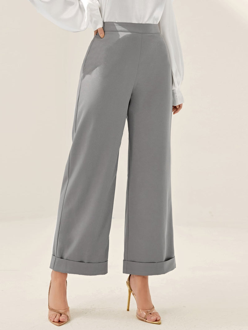 Modely pantalones de cintura alta y pierna ancha para mujeres