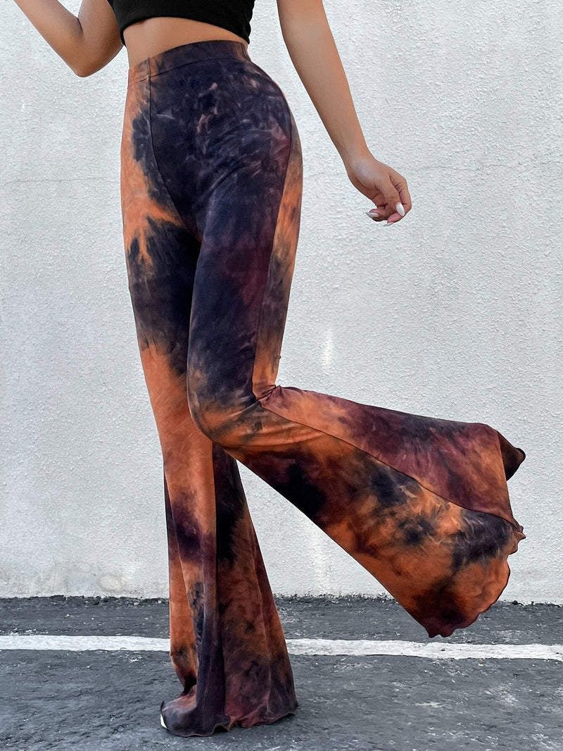 EZwear Pantalones acampanados de tie dye