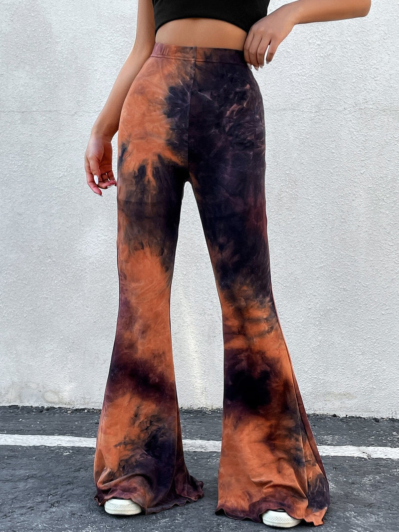 EZwear Pantalones acampanados de tie dye