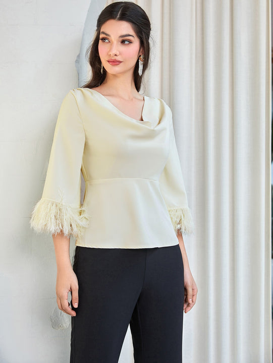 Modely Blusa ribete con fleco unicolor