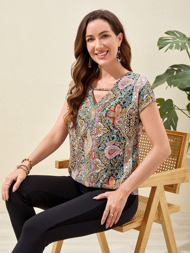 EMERY ROSE Blusa con estampado de paisley de manga murcielago