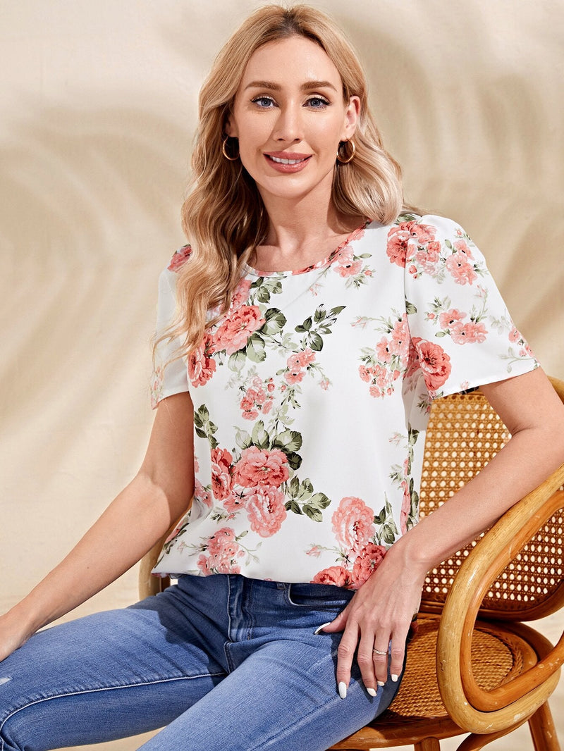 EMERY ROSE Blusa con estampado floral de manga farol