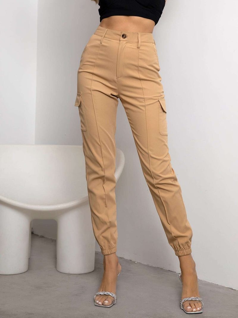 Joyfunear Pantalones cargo con bolsillo lateral con solapa