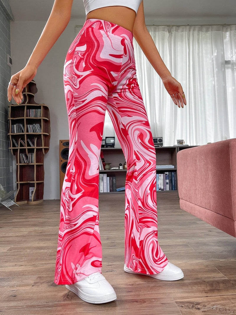 EZwear Pantalones acampanados con estampado