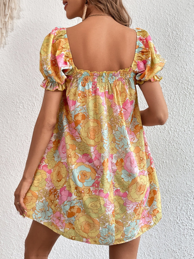 WYWH Vestido con estampado floral de manga farol