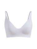 Leisure Sujetadores monocromaticos de alta elasticidad sin costuras diseno acanalado livianos y comodos-Blanco