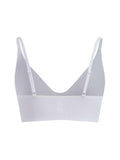 Leisure Sujetadores monocromaticos de alta elasticidad sin costuras diseno acanalado livianos y comodos-Blanco