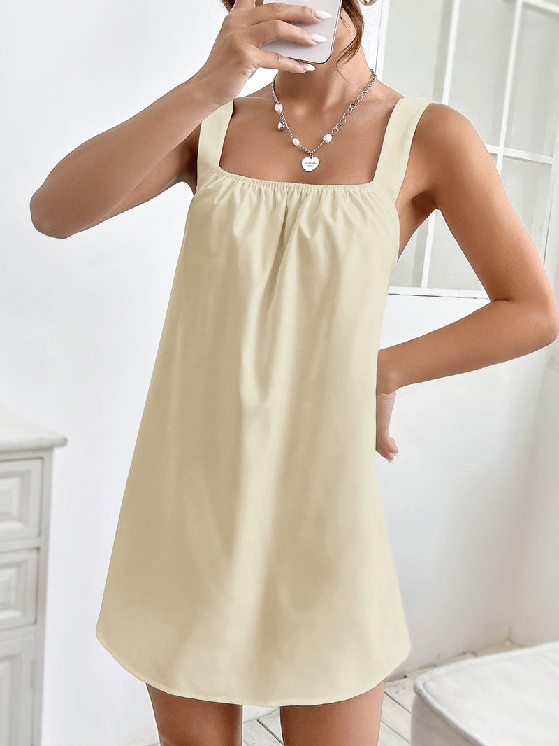 PETITE Vestido tank unicolor de espalda abierta