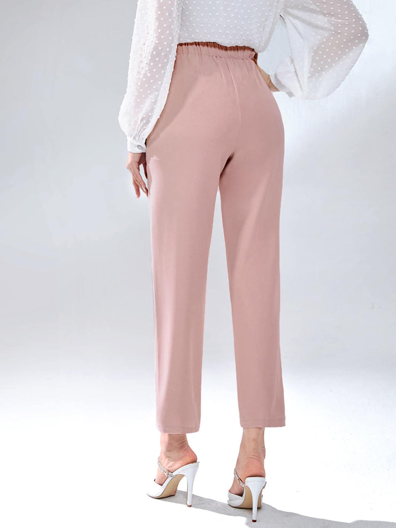 Modely Pantalones unicolor con bolsillo oblicuo crop