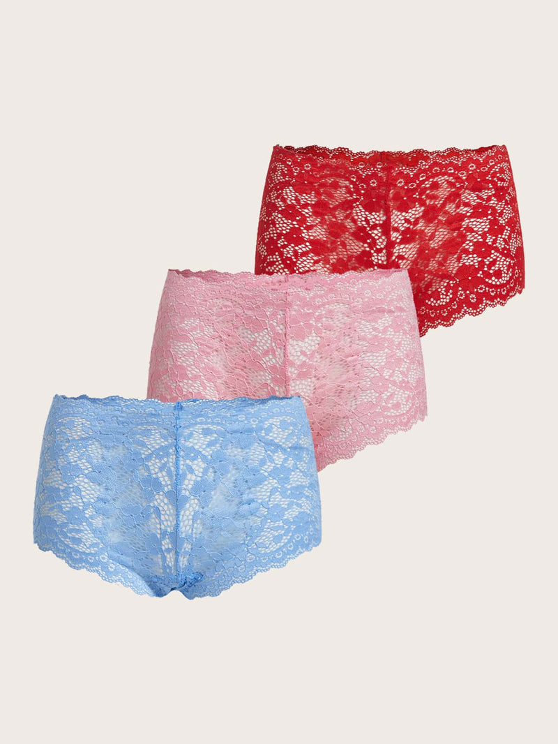 Conjunto De 3 Bragas De Encaje Floral