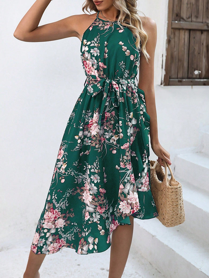 VCAY Vestido halter con estampado floral