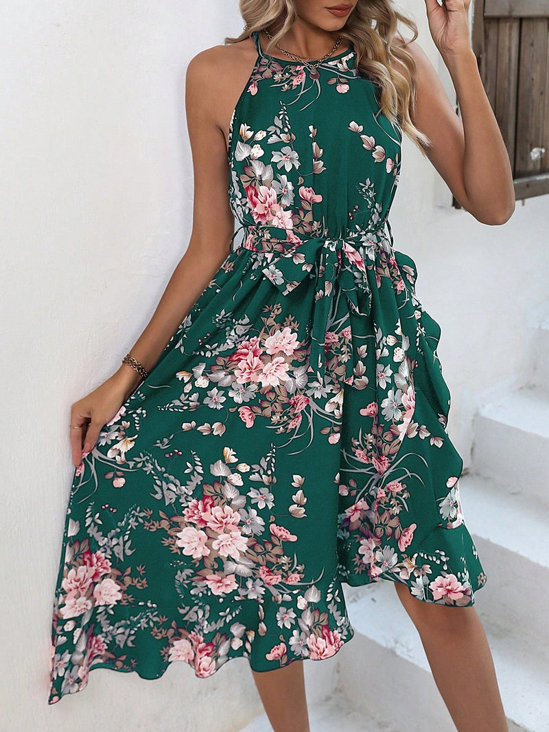 VCAY Vestido halter con estampado floral