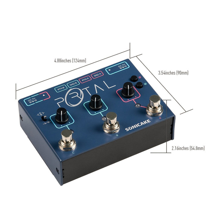 SONICAKE Mezclador de Señales Activo Portal - Selector de Línea Analógica con ABY y Bucle FX, True Bypass, Operación de Modo Dual, Alimentado por USB, Azul