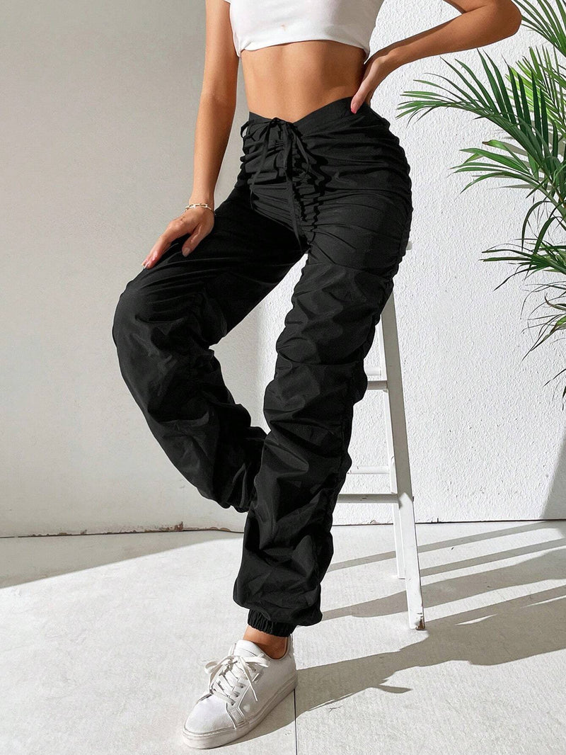 Tall Pantalones de cintura con cordon fruncido