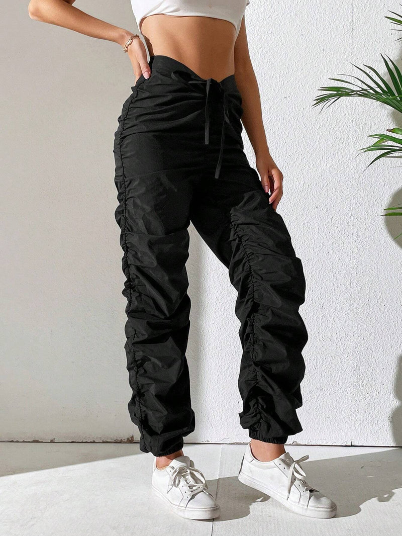 Tall Pantalones de cintura con cordon fruncido