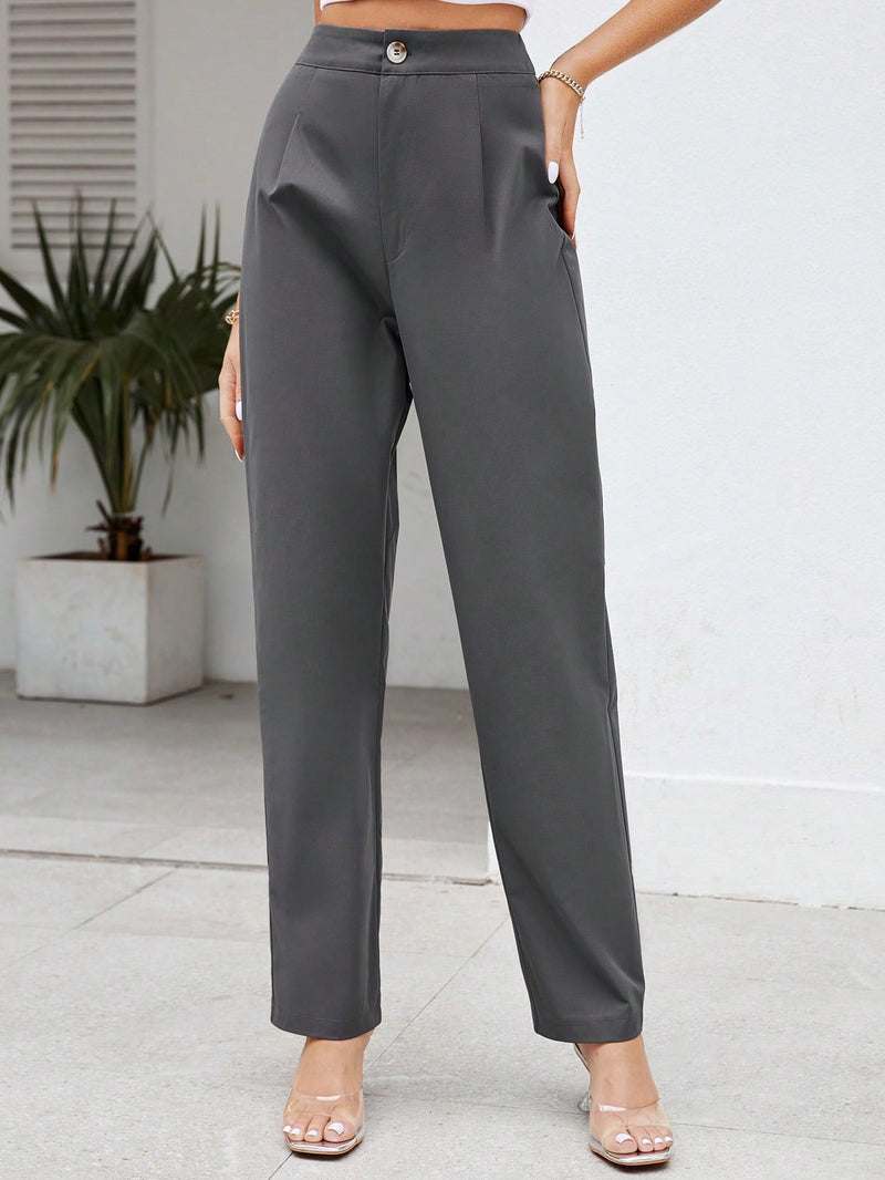 Tall pantalones unicolor de talle alto con cremallera