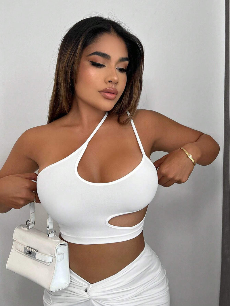 SXY Mujeres Vestido Superior Blanco Top Blanco Atuendo Blanco Crop Top Top Asimetrico Tubo Superior