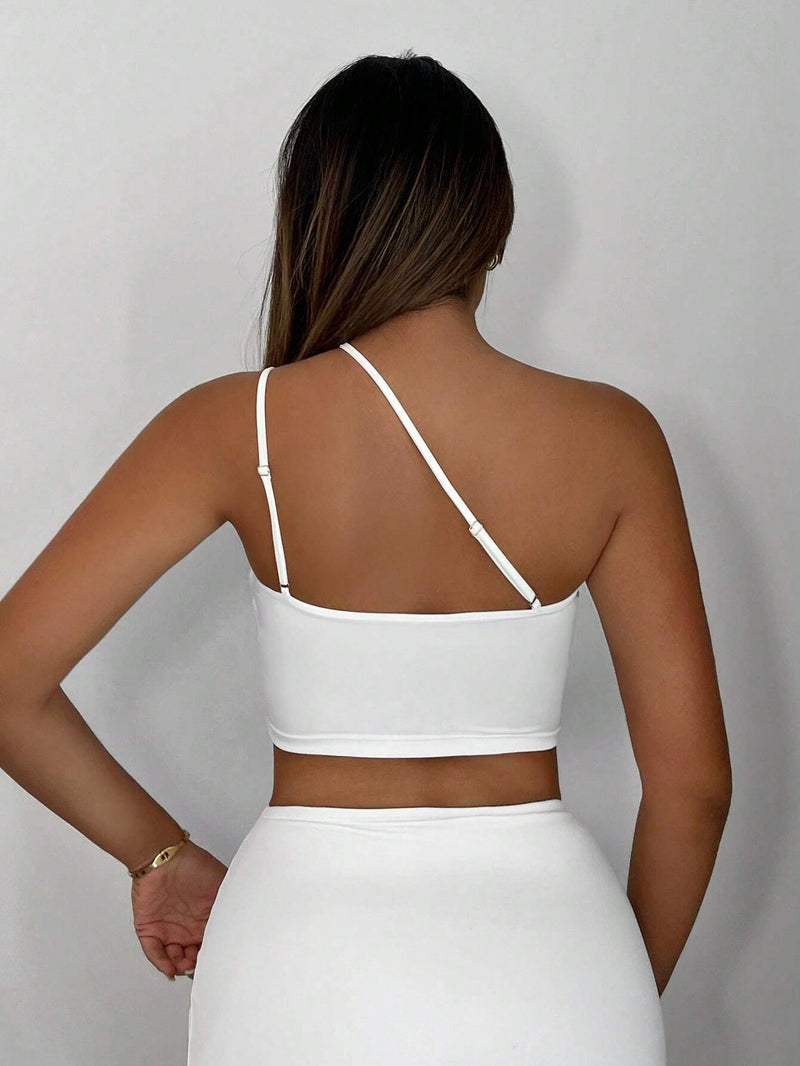 SXY Mujeres Vestido Superior Blanco Top Blanco Atuendo Blanco Crop Top Top Asimetrico Tubo Superior