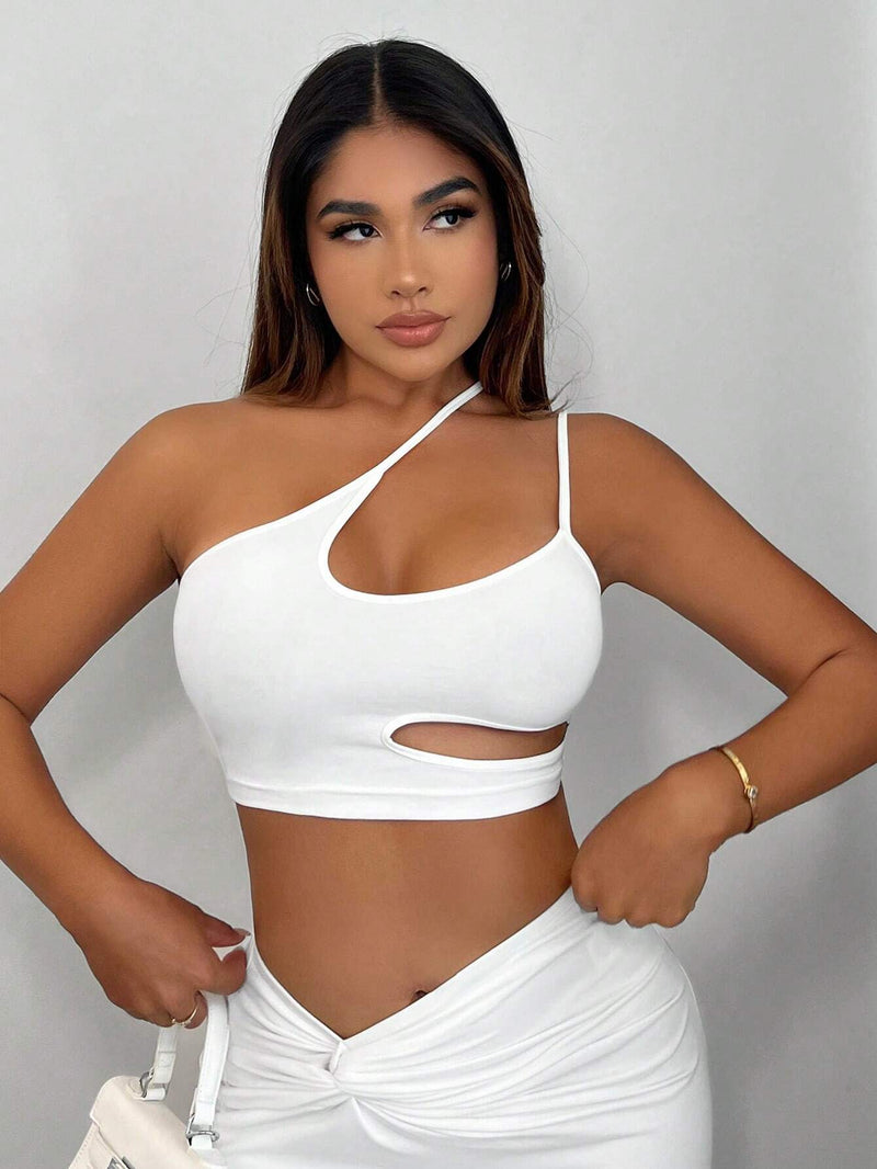 SXY Mujeres Vestido Superior Blanco Top Blanco Atuendo Blanco Crop Top Top Asimetrico Tubo Superior