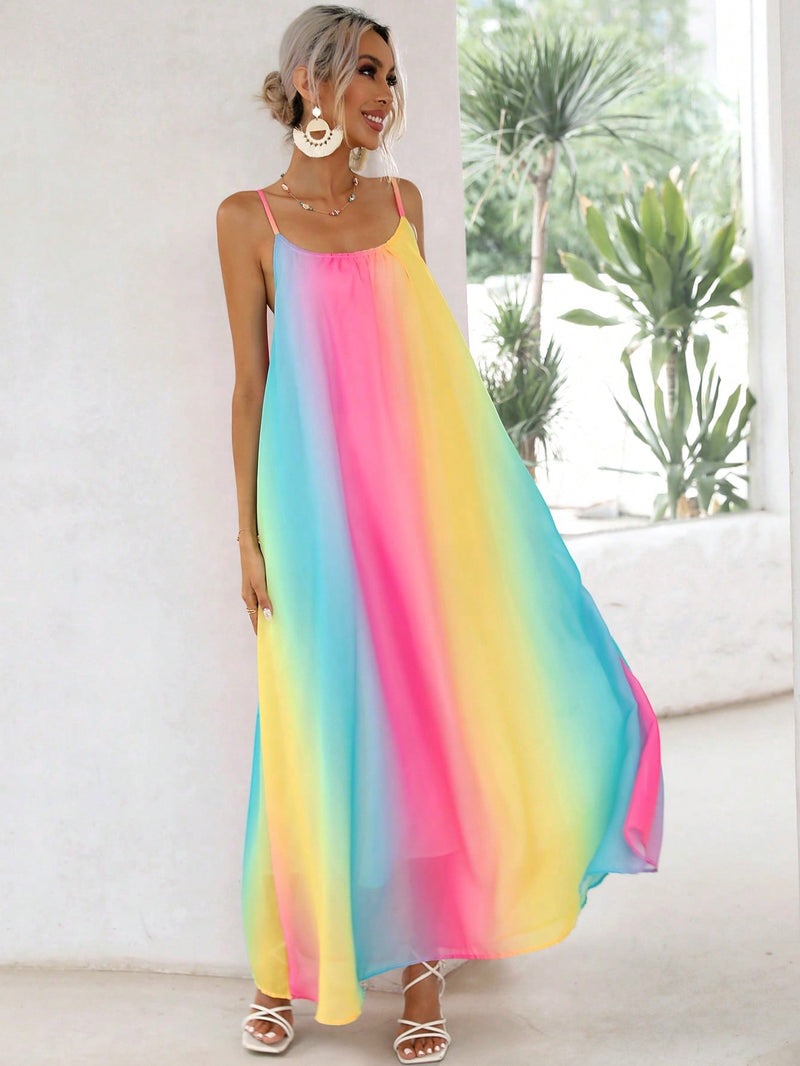 VCAY Vestido de tirantes con estampado de ombre