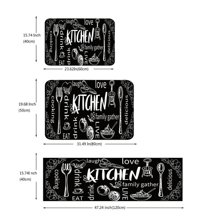 1 pieza, alfombrilla de pila larga con diseño "Me encanta mi familia" con ilustraciones negras y blancas, lavable en máquina, poliéster, ideal para decoración de cocina o entrada.