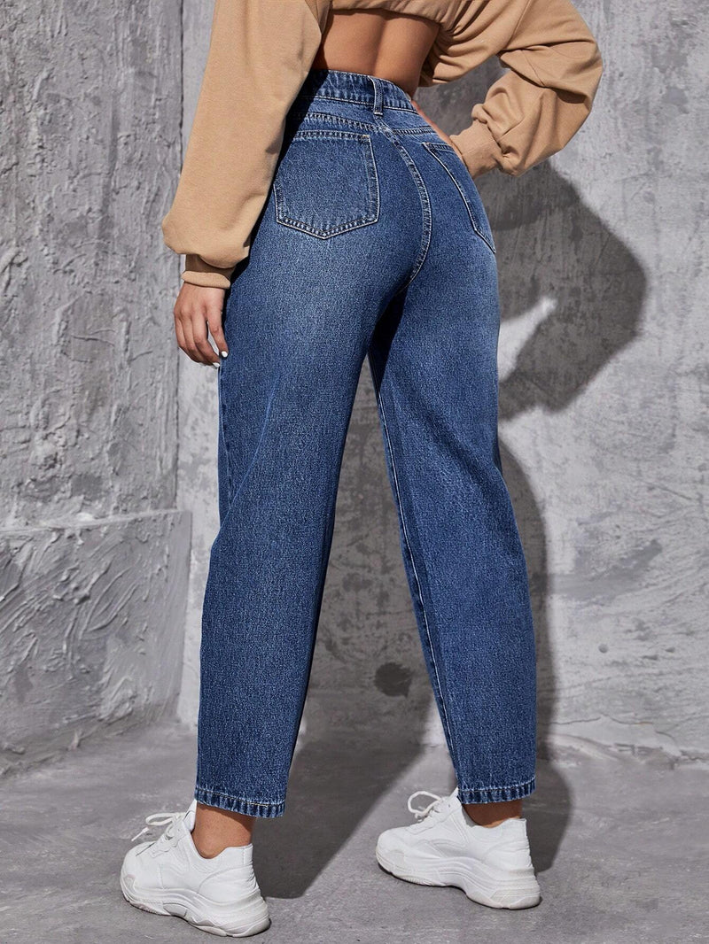 EZwear Jeans de ajuste mom de talle alto