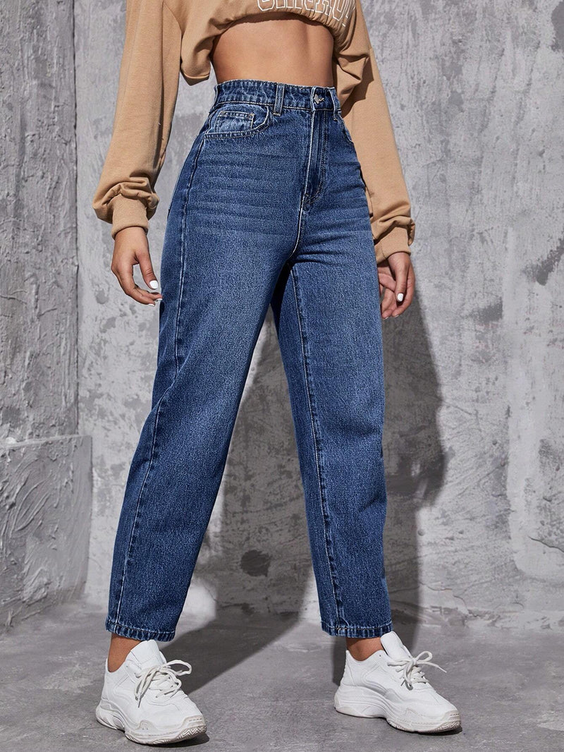 EZwear Jeans de ajuste mom de talle alto