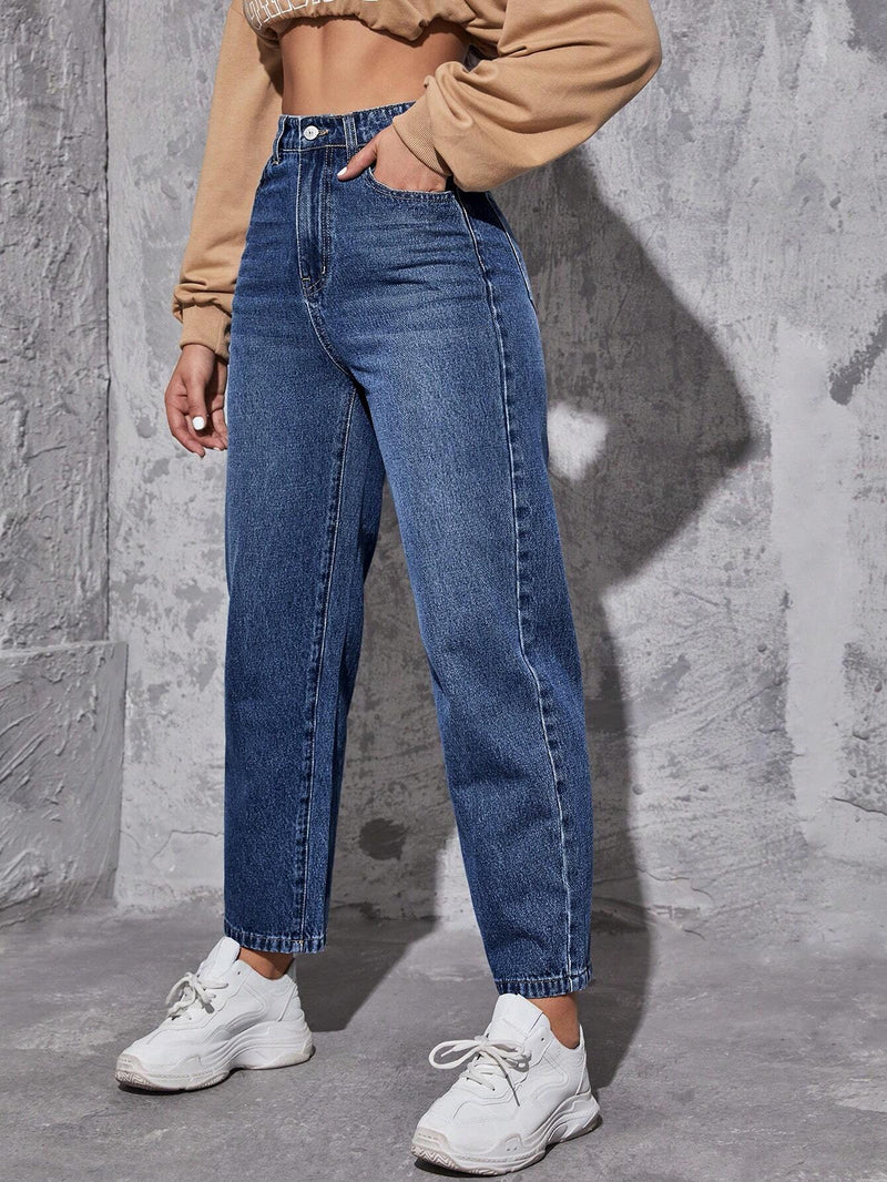 EZwear Jeans de ajuste mom de talle alto