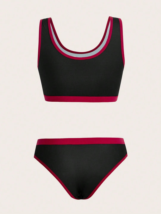 The Powerpuff Girls | ROMWE Set de lenceria con estampado de dibujos animados unido en contraste