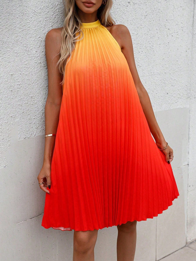 VCAY Vestido halter de ombre fruncido