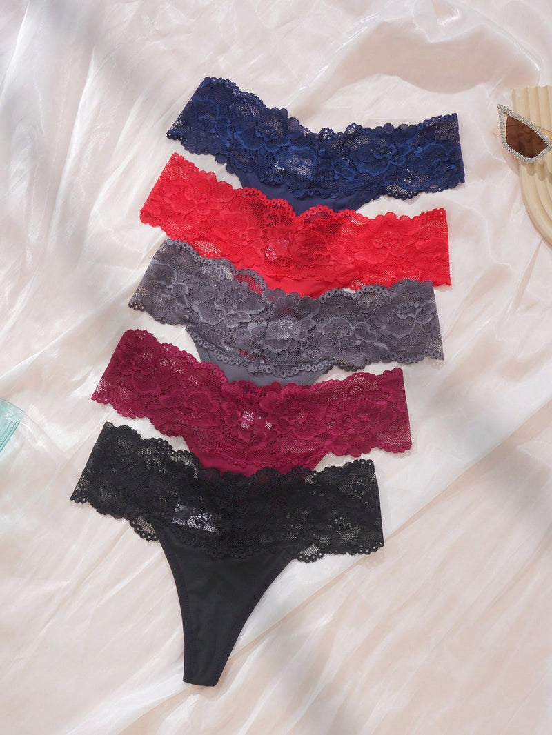 Underwear&sleepwear basics 5 paquetes de lenceria de encaje con contrastes y bragas