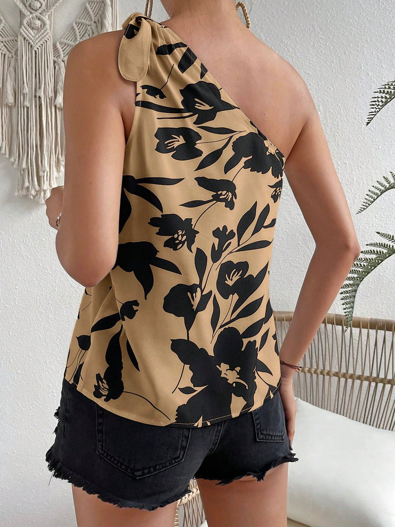 Clasi Blusa con estampado floral de un hombro