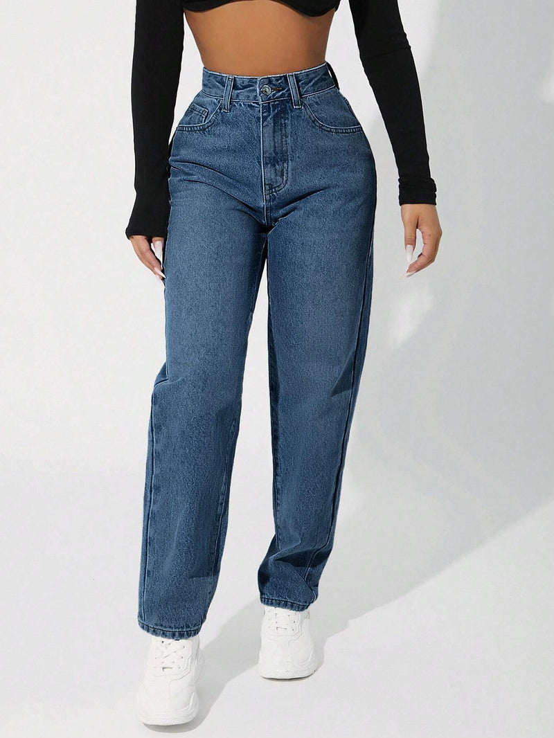 PETITE Jeans de ajuste mom de talle alto