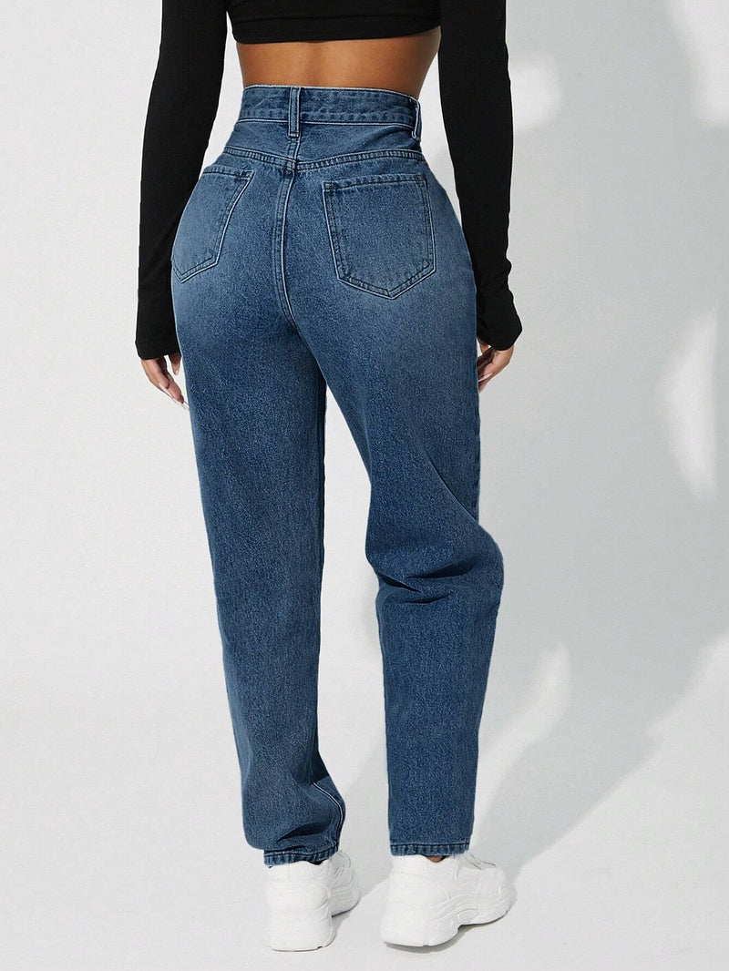 PETITE Jeans de ajuste mom de talle alto