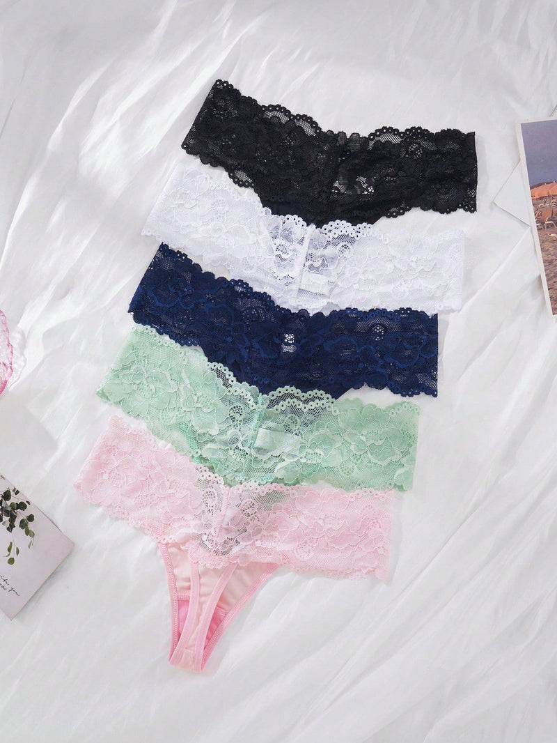 Underwear&sleepwear basics 5 paquetes de lenceria de encaje con contrastes y bragas